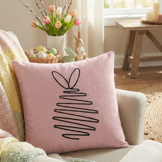 POSZEWKA DEKORACYJNA PREMIUM WELUROWA 40x40 Z HAFTEM WIELKANOCNA VELVET