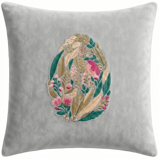 POSZEWKA DEKORACYJNA PREMIUM WELUROWA 40x40 Z HAFTEM WIELKANOCNA VELVET