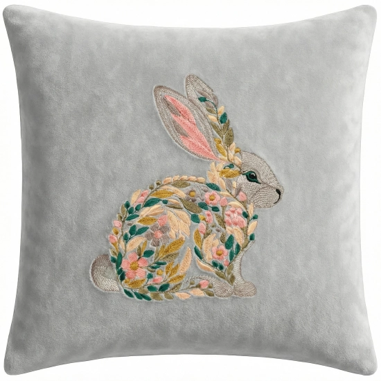 POSZEWKA DEKORACYJNA PREMIUM WELUROWA 40x40 Z HAFTEM WIELKANOCNA VELVET