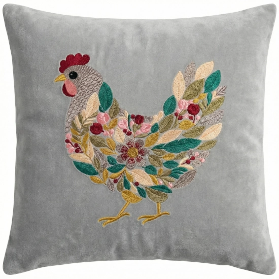 POSZEWKA DEKORACYJNA PREMIUM WELUROWA 40x40 Z HAFTEM WIELKANOCNA VELVET