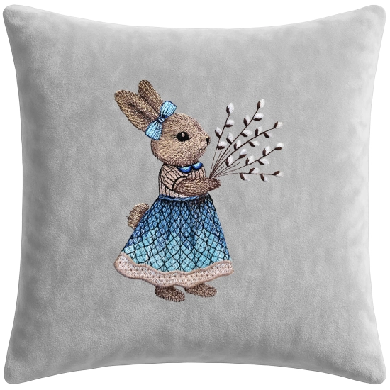 POSZEWKA DEKORACYJNA PREMIUM WELUROWA 40x40 Z HAFTEM WIELKANOCNA VELVET