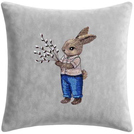 POSZEWKA DEKORACYJNA PREMIUM WELUROWA 40x40 Z HAFTEM WIELKANOCNA VELVET