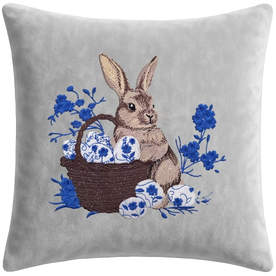 POSZEWKA DEKORACYJNA PREMIUM WELUROWA 40x40 Z HAFTEM WIELKANOCNA VELVET