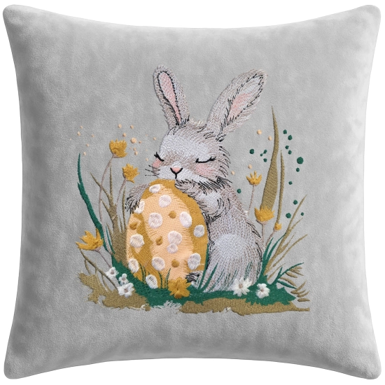 POSZEWKA DEKORACYJNA PREMIUM WELUROWA 40x40 Z HAFTEM WIELKANOCNA VELVET