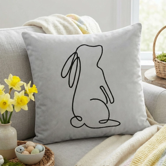 POSZEWKA DEKORACYJNA PREMIUM WELUROWA 40x40 Z HAFTEM WIELKANOCNA VELVET