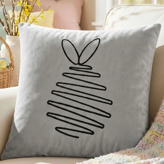 POSZEWKA DEKORACYJNA PREMIUM WELUROWA 40x40 Z HAFTEM WIELKANOCNA VELVET