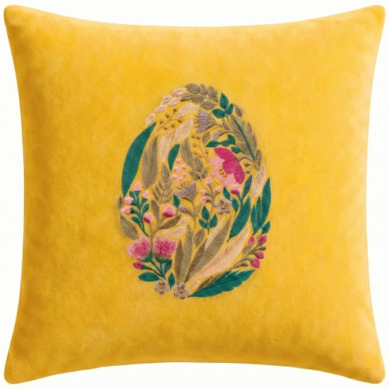 POSZEWKA DEKORACYJNA PREMIUM WELUROWA 40x40 Z HAFTEM WIELKANOCNA VELVET