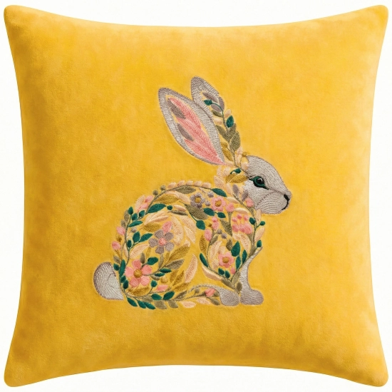 POSZEWKA DEKORACYJNA PREMIUM WELUROWA 40x40 Z HAFTEM WIELKANOCNA VELVET