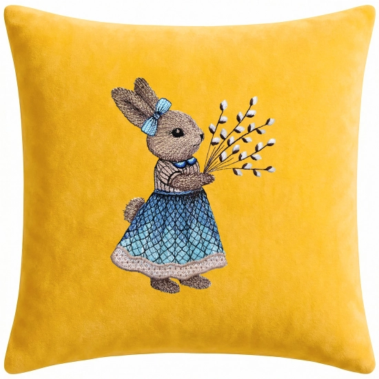 POSZEWKA DEKORACYJNA PREMIUM WELUROWA 40x40 Z HAFTEM WIELKANOCNA VELVET