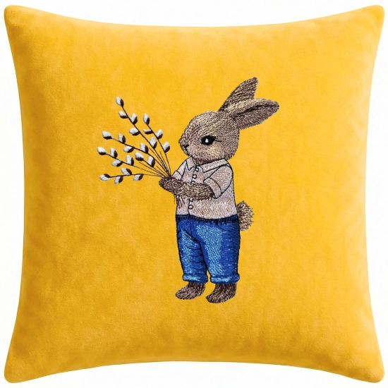 POSZEWKA DEKORACYJNA PREMIUM WELUROWA 40x40 Z HAFTEM WIELKANOCNA VELVET