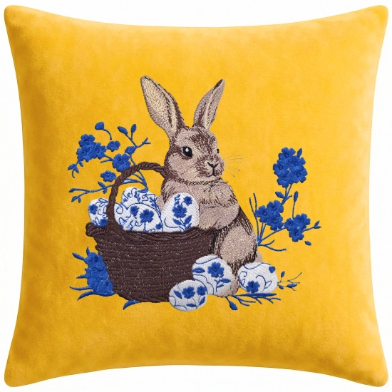 POSZEWKA DEKORACYJNA PREMIUM WELUROWA 40x40 Z HAFTEM WIELKANOCNA VELVET