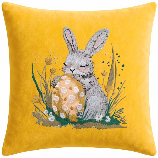 POSZEWKA DEKORACYJNA PREMIUM WELUROWA 40x40 Z HAFTEM WIELKANOCNA VELVET