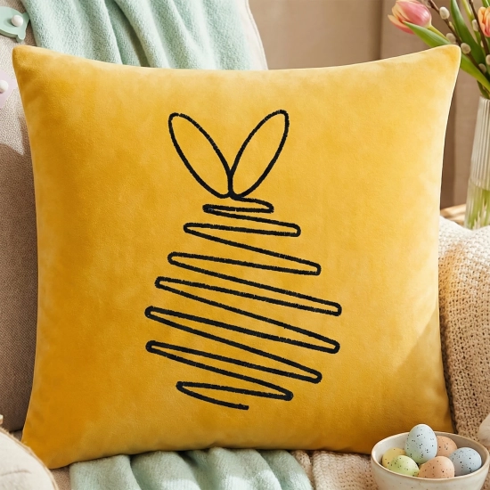 POSZEWKA DEKORACYJNA PREMIUM WELUROWA 40x40 Z HAFTEM WIELKANOCNA VELVET
