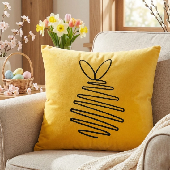 POSZEWKA DEKORACYJNA PREMIUM WELUROWA 40x40 Z HAFTEM WIELKANOCNA VELVET