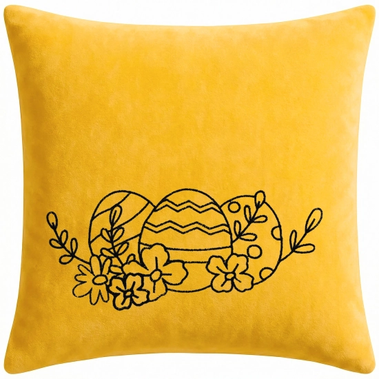 POSZEWKA DEKORACYJNA PREMIUM WELUROWA 40x40 Z HAFTEM WIELKANOCNA VELVET