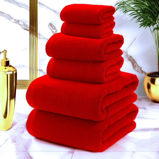 KOMPLET RĘCZNIKÓW FROTTE 2x70X140 2x50x100 2x30x50 400g/m2 CZERWONY