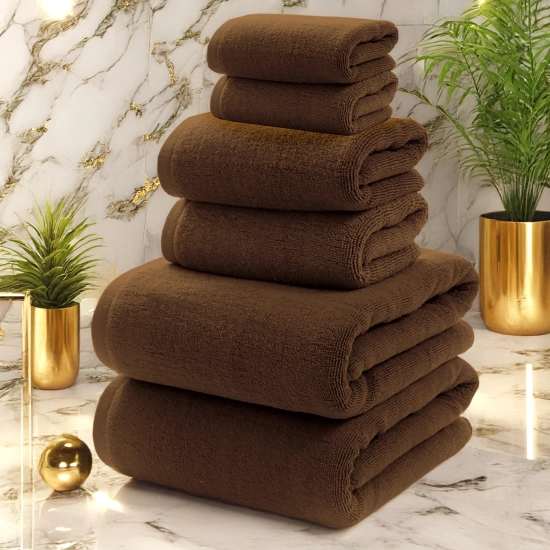 KOMPLET RĘCZNIKÓW FROTTE 2x70X140 2x50x100 2x30x50 400g/m2 BRĄZOWY