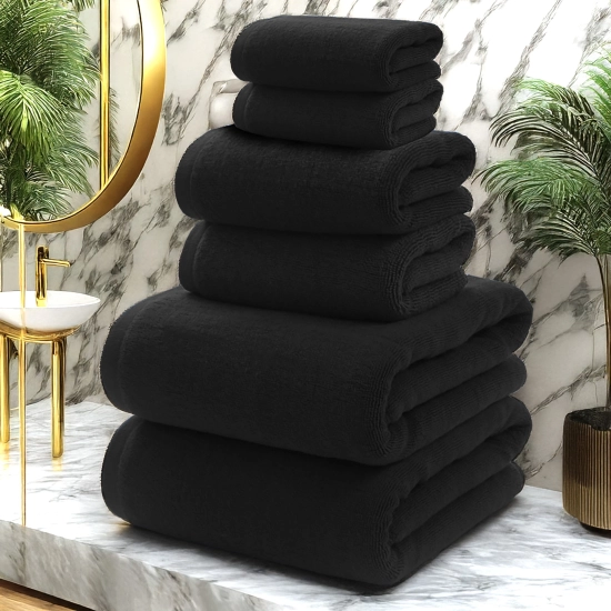 KOMPLET RĘCZNIKÓW FROTTE 2x70X140 2x50x100 2x30x50 400g/m2 CZARNY