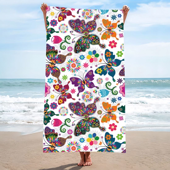 RĘCZNIK PLAŻOWY 150x210 KĄPIELOWY KOC DUŻY KOCYK SZYBKOSCHNĄCY  NA BASEN