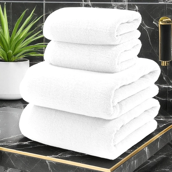 KOMPLET RĘCZNIKÓW FROTTE 2x 70X140 + 2x 50x100 400g/m2 GRUBE CHŁONNE BIAŁY