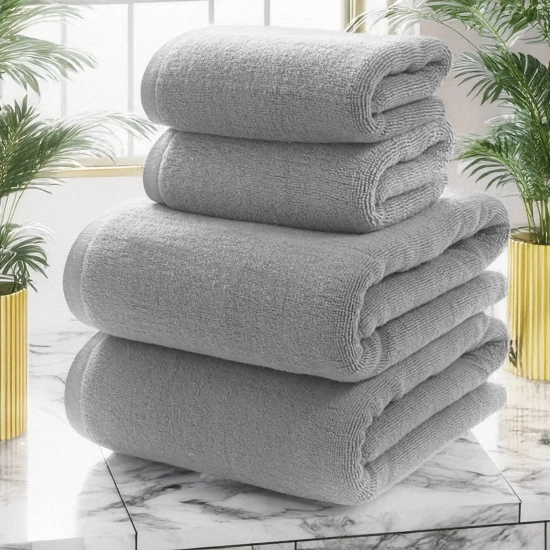 KOMPLET RĘCZNIKÓW FROTTE 2x 70X140 + 2x 50x100 400g/m2 GRUBE CHŁONNE STALOWY