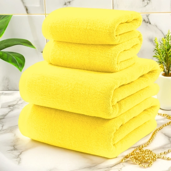 KOMPLET RĘCZNIKÓW FROTTE 2x 70X140 + 2x 50x100 500g/m2 GRUBE CHŁONNE ŻÓŁTY