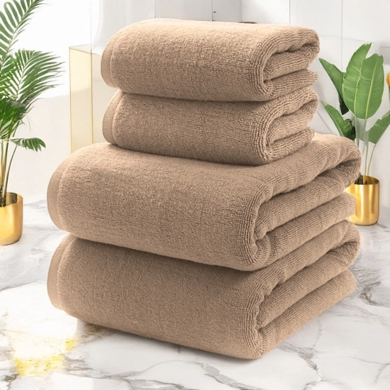 KOMPLET RĘCZNIKÓW FROTTE 2x 70X140 + 2x 50x100 400g/m2 GRUBE CHŁONNE BEŻ