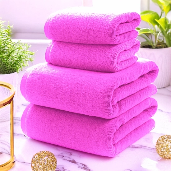 KOMPLET RĘCZNIKÓW FROTTE 2x 70X140 + 2x 50x100 500g/m2 GRUBE CHŁONNE CIEMNY RÓŻ