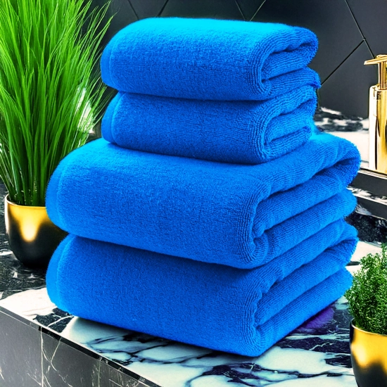 KOMPLET RĘCZNIKÓW FROTTE 2x 70X140 + 2x 50x100 400g/m2 GRUBE CHŁONNE NIEBIESKI