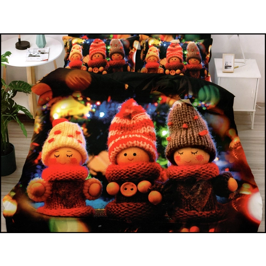 KOMPLET POŚCIELI SATYNA BAWEŁNIANA ŚWIĄTECZNA Z PRZEŚCIERADŁEM