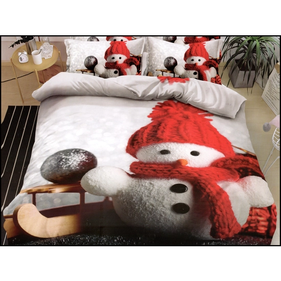 ŚWIĄTECZNA POŚCIEL 3D BAWEŁNA SATYNOWA 2 POSZEWKI 70X80 POSZWA