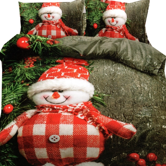 KOMPLET POŚCIELI SATYNA BAWEŁNIANA ŚWIĄTECZNA Z PRZEŚCIERADŁEM