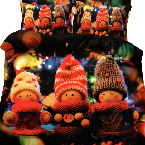 KOMPLET POŚCIELI SATYNA BAWEŁNIANA ŚWIĄTECZNA Z PRZEŚCIERADŁEM