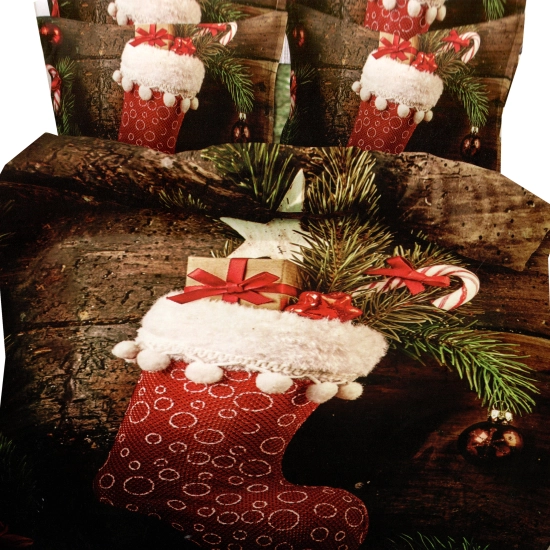 KOMPLET POŚCIELI SATYNA BAWEŁNIANA ŚWIĄTECZNA Z PRZEŚCIERADŁEM