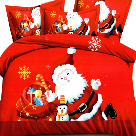 KOMPLET POŚCIELI SATYNA BAWEŁNIANA ŚWIĄTECZNA Z PRZEŚCIERADŁEM