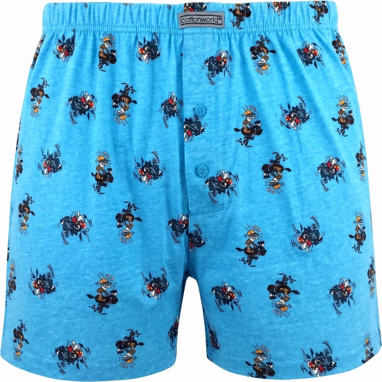 Luźne bokserki męskie bawełniane Cotton World niebieskie we wzory