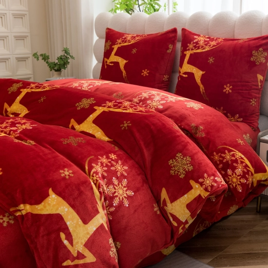 pościel świąteczna miś w śnieżynki