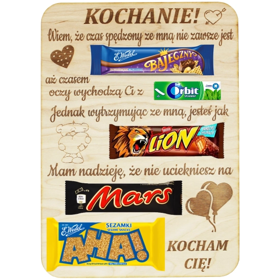 GOTOWA TABLICZKA ZE SŁODYCZAMI PREZENT WALENTYNKI DZIEŃ KOBIET CHŁOPAKA