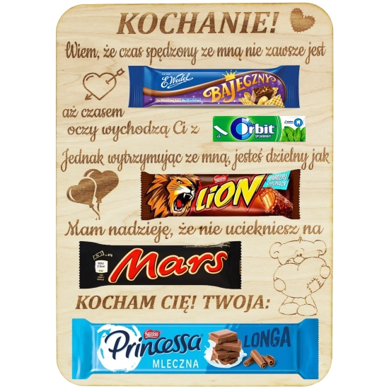 GOTOWA TABLICZKA ZE SŁODYCZAMI PREZENT WALENTYNKI DZIEŃ KOBIET CHŁOPAKA