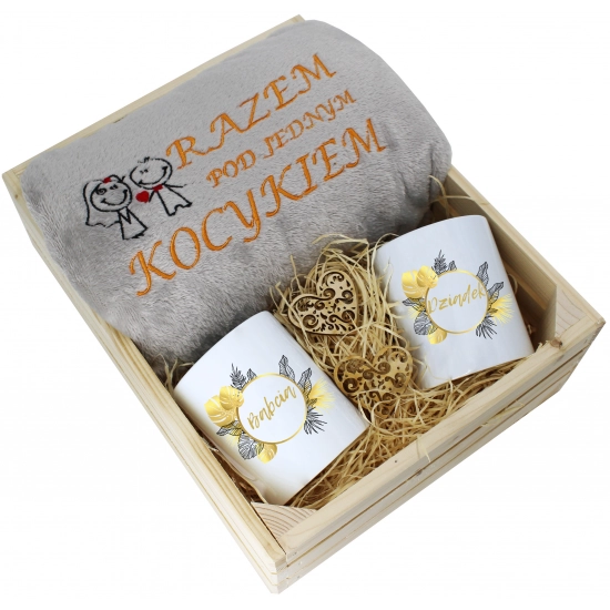 PREZENT ZESTAW KOC 160x200 + KUBKI BABCIA DZIADEK