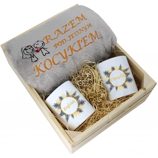 PREZENT ZESTAW KOC 160x200 + KUBKI BABCIA DZIADEK