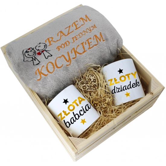 PREZENT ZESTAW KOC 160x200 + KUBKI BABCIA DZIADEK