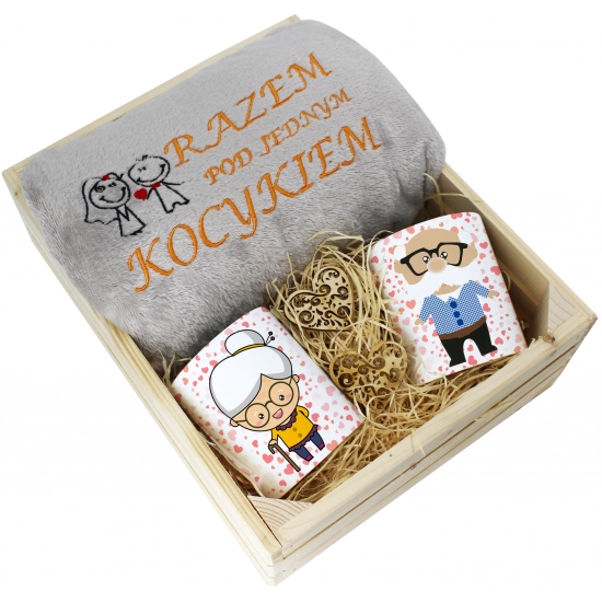 PREZENT ZESTAW KOC 160x200 + KUBKI BABCIA DZIADEK
