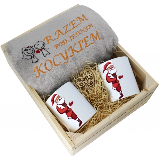 PREZENT ŚWIĄTECZNY ZESTAW KOC 160x200 + KUBKI