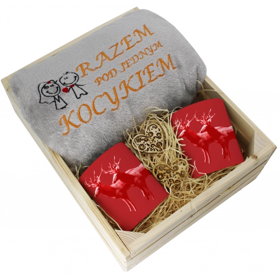 PREZENT ŚWIĄTECZNY ZESTAW KOC 160x200 + KUBKI