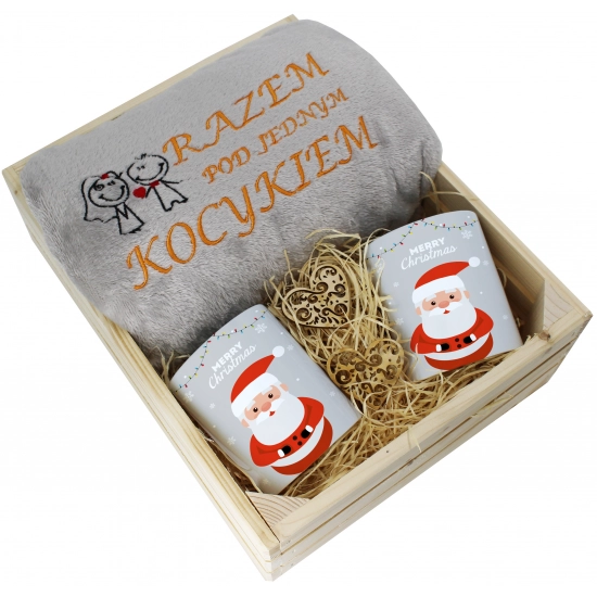 PREZENT ŚWIĄTECZNY ZESTAW KOC 160x200 + KUBKI