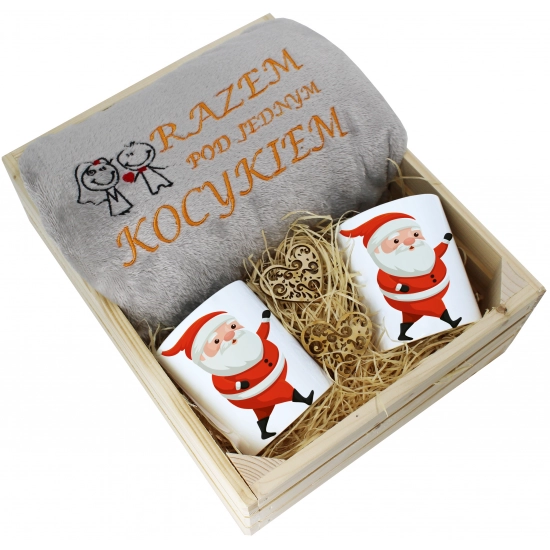 PREZENT ŚWIĄTECZNY ZESTAW KOC 160x200 + KUBKI