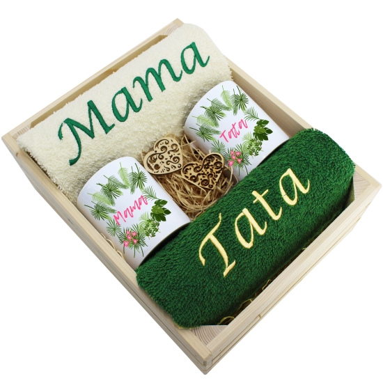 PREZENT DLA MAMY I TATY KOMPLET RĘCZNIKI + KUBKI