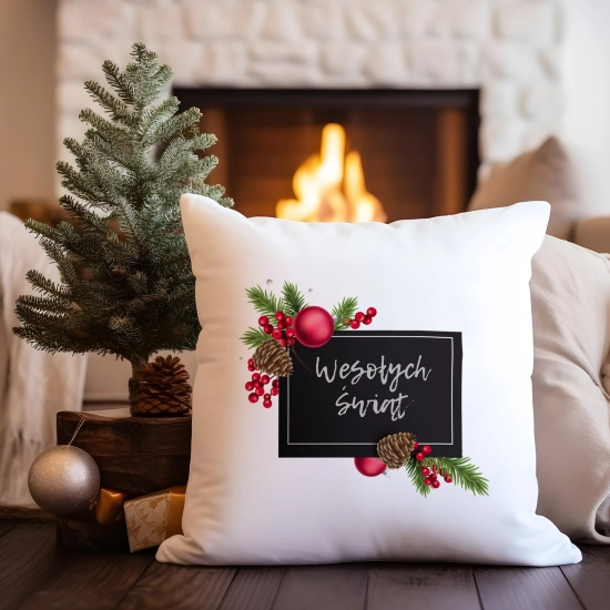 POSZEWKA DEKORACYJNA 40x40 ŚWIĄTECZNA Z NADRUKIEM