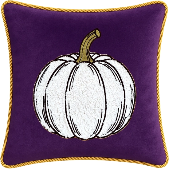 Zbliżenie aplikacji dyni i dekoracyjnego sznura na poszewce velvet premium 40x40 cm – TwójDomNa5.pl